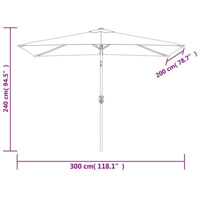 vidaXL Umbrelă de soare dreptunghiulară 200 x 300, Alb nisipiu