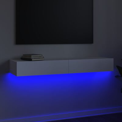 vidaXL Comodă TV cu lumini LED, alb, 120x35x15,5 cm