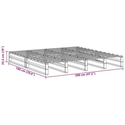 vidaXL Cadru de pat fără saltea, alb, 180x200 cm, lemn masiv pin