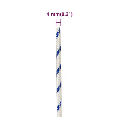 vidaXL Frânghie de barcă, alb, 4 mm, 500 m, polipropilenă