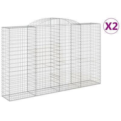 vidaXL Coșuri gabion arcuite 2 buc, 300x50x180/200 cm, fier galvanizat