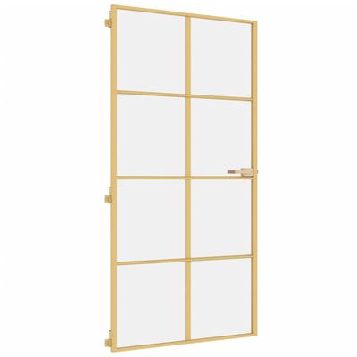 vidaXL Ușă interior Slim auriu 102,5x201,5cm sticlă temperată/aluminiu