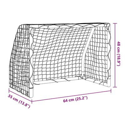 vidaXL Porți de fotbal de copii 2 buc., cu minge alb 64x35x48 cm metal