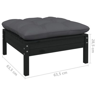 vidaXL Set mobilier grădină cu perne, 5 piese, negru, lemn de pin