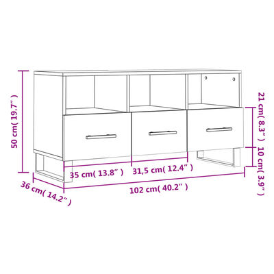 vidaXL Dulap TV, gri beton, 102x36x50 cm, lemn prelucrat