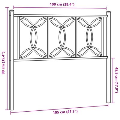 vidaXL Tăblie de pat metalică, alb, 100 cm