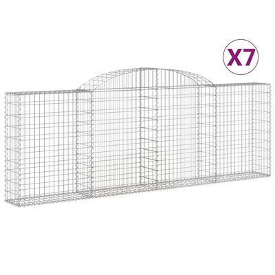 vidaXL Coșuri gabion arcuite 7 buc, 300x30x100/120 cm fier galvanizat