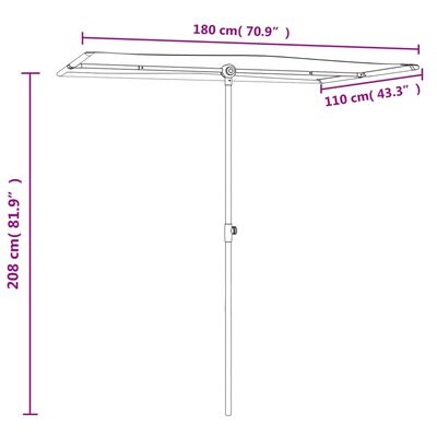 vidaXL Umbrelă soare de grădină stâlp aluminiu roșu bordo 180x110 cm