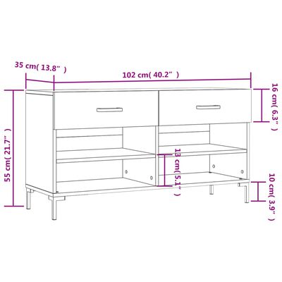 vidaXL Bancheta pantofar, alb extralucios, 102x35x55 cm, lemn compozit