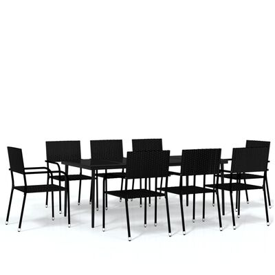 vidaXL Set mobilier pentru grădină, 9 piese, negru