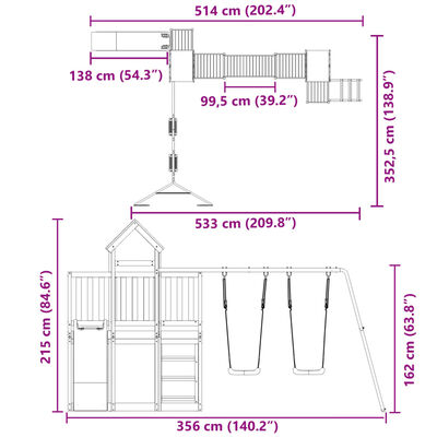 vidaXL Set de joacă pentru exterior, lemn masiv de pin