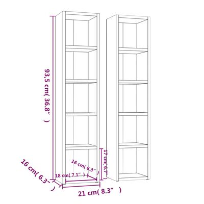 vidaXL Dulapuri CD, 2 buc., stejar Sonoma 21x16x93,5 cm lemn prelucrat