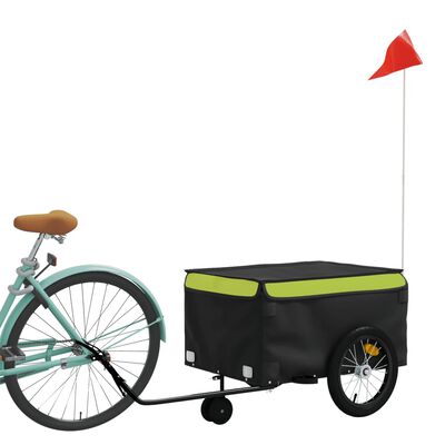 vidaXL Remorcă pentru biciclete, negru și verde, 45 kg, fier