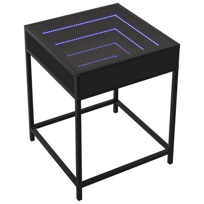 vidaXL Măsuță de cafea cu LED infinity, negru, 40x40x51 cm