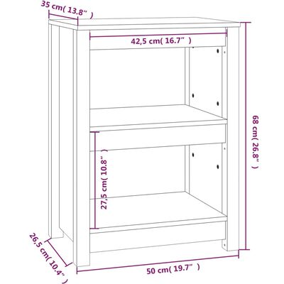 vidaXL Bibliotecă, alb, 50x35x68 cm, lemn masiv de pin