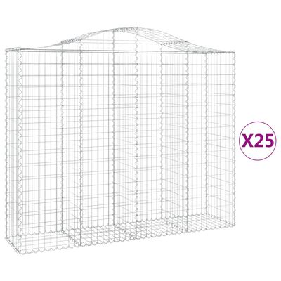 vidaXL Coș gabion arcuit, 25 buc, 200x50x160/180 cm, fier galvanizat