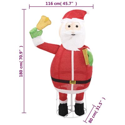 vidaXL Figurină Moș Crăciun decorativă cu LED, 180 cm, țesătură lux