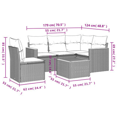 vidaXL Set canapele de grădină cu perne, 6 piese, bej, poliratan