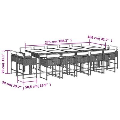 vidaXL Set mobilier grădină cu perne, 15 piese, bej combinat poliratan