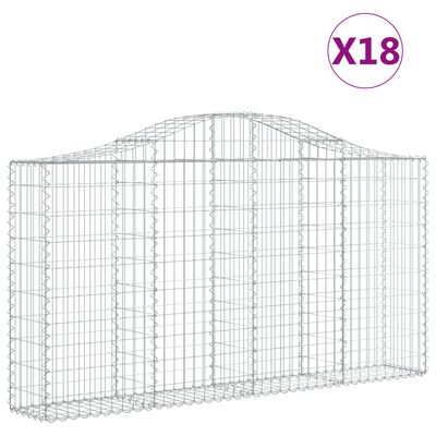 vidaXL Coșuri gabion arcuite 18 buc, 200x30x100/120 cm fier galvanizat