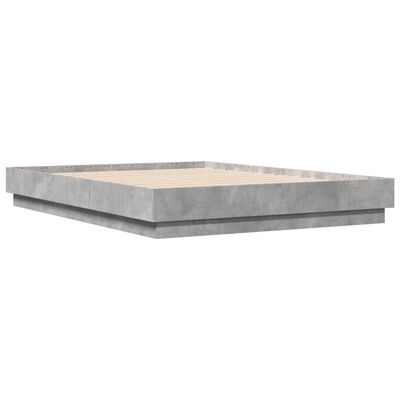 vidaXL Cadru de pat, gri beton, 135x190 cm, lemn prelucrat