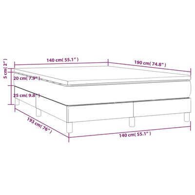 vidaXL Pat box spring cu saltea, crem, 140x200 cm, textil