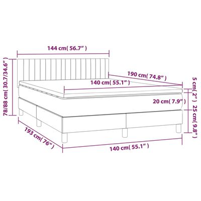 vidaXL Pat box spring cu saltea, negru, 140x190 cm, catifea