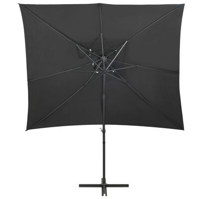 vidaXL Umbrelă suspendată cu înveliș dublu, antracit, 250x250 cm