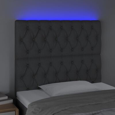 vidaXL Tăblie de pat cu LED, gri închis, 100x7x118/128 cm, textil