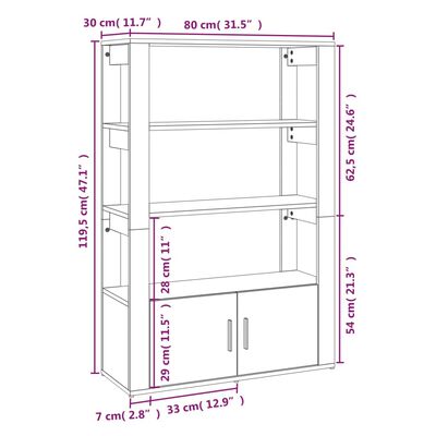 vidaXL Servantă, negru, 80x30x119,5 cm, lemn prelucrat