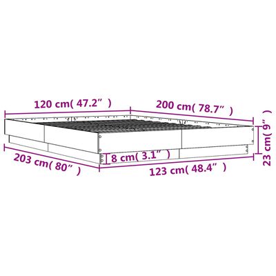 vidaXL Cadru de pat cu lumini LED, stejar sonoma, 120x200 cm