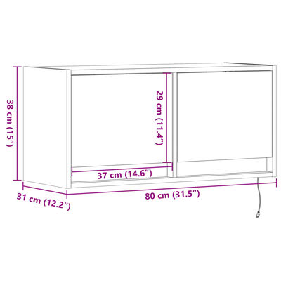 vidaXL Comodă TV de perete cu lumini LED, stejar maro, 80x31x38 cm