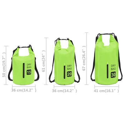 vidaXL Rucsac impermeabil cu fermoar, verde, 20 L, PVC