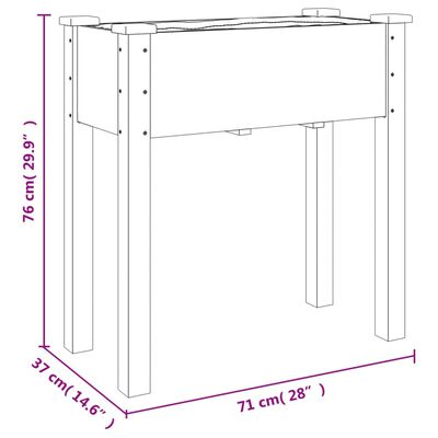 vidaXL Jardinieră cu căptușeală, gri, 71x37x76 cm, lemn masiv de brad