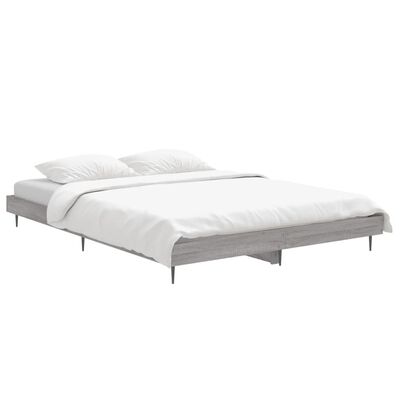 vidaXL Cadru de pat, gri sonoma, 140x190 cm, lemn prelucrat