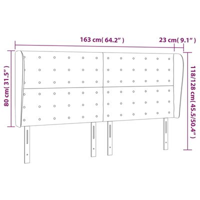 vidaXL Tăblie de pat cu aripioare, negru, 163x23x118/128 cm, piele eco