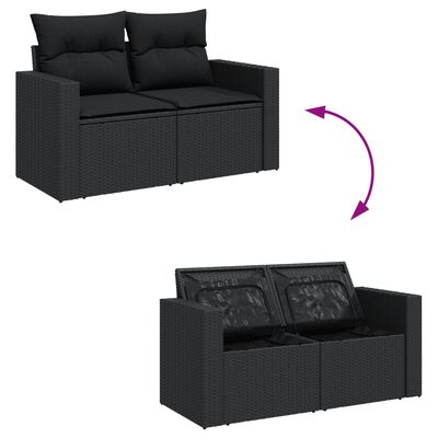 vidaXL Set mobilier de grădină cu perne, 14 piese, negru, poliratan