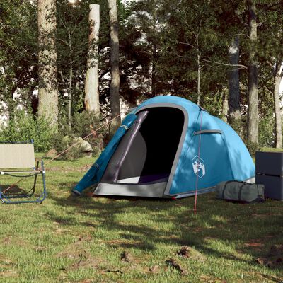 vidaXL Cort de camping tunel pentru 2 persoane, albastru, impermeabil