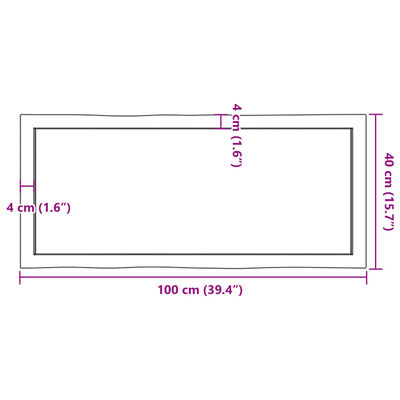 vidaXL Blat masă, 100x40x(2-4) cm, maro, lemn tratat contur organic