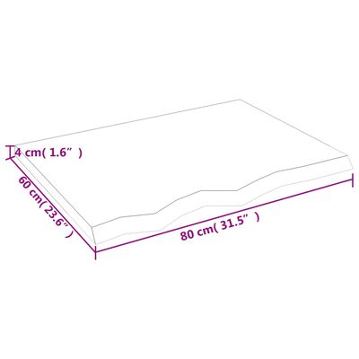 vidaXL Poliță de perete, 80x60x(2-4) cm, lemn masiv de stejar netratat