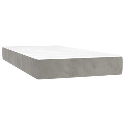 vidaXL Pat box spring cu saltea, gri deschis, 200x200 cm, catifea