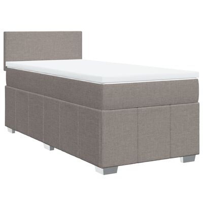 vidaXL Pat box spring cu saltea, gri taupe, 90x190 cm, textil