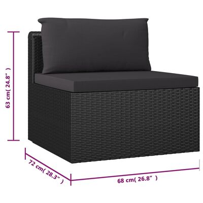 vidaXL Set mobilier de grădină cu perne, 10 piese, negru, poliratan