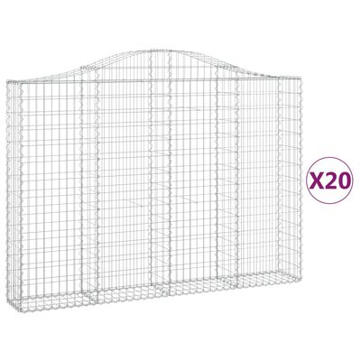 vidaXL Coșuri gabion arcuite 20 buc, 200x30x140/160cm, fier galvanizat