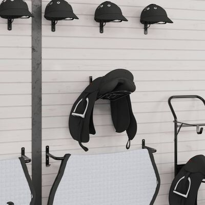 vidaXL Suport pentru șa pliabil, montat pe perete, negru, fier