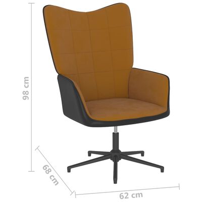 vidaXL Scaun de relaxare cu taburet, maro, catifea și PVC