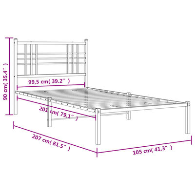 vidaXL Cadru de pat din metal cu tăblie, negru, 100x200 cm