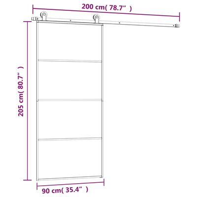 vidaXL Ușă glisantă cu set feronerie, 90x205 cm, sticlă ESG/aluminiu