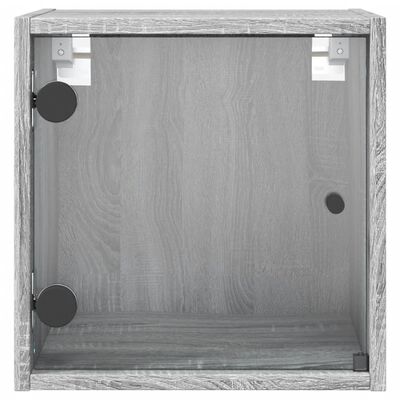 vidaXL Noptiere cu uși din sticlă, 2 buc., gri sonoma, 35x37x35 cm