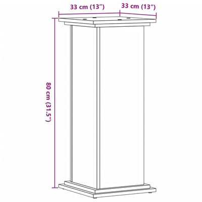 vidaXL Suport de plante, sonoma gri, 33x33x80 cm, lemn prelucrat